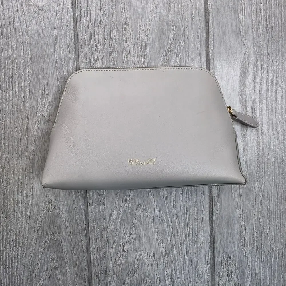 Diane von Furstenberg White & Silver Zipper Makeup Cosmetic Bag Pouch NEW